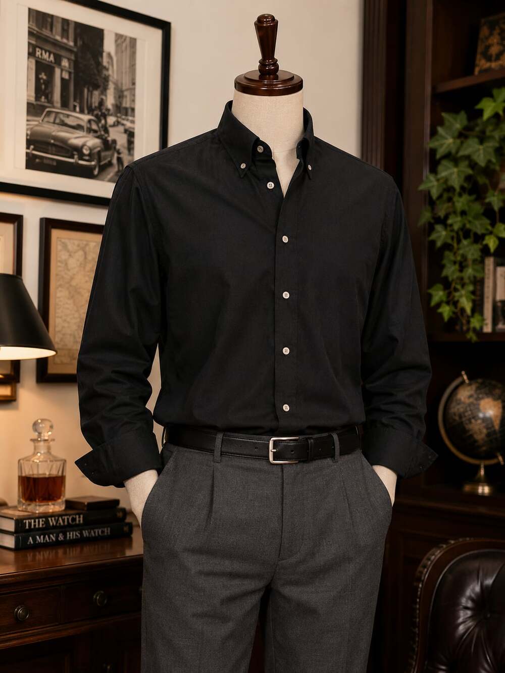 Franceschini Roma Made in Italy Black Button Down Dress Shirt 16.5 XL Cotton